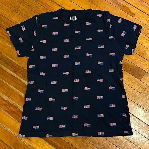 Isaac Morris Men’s Navy Blue American Flag Tshirt Size Large - Picture 2 of 3